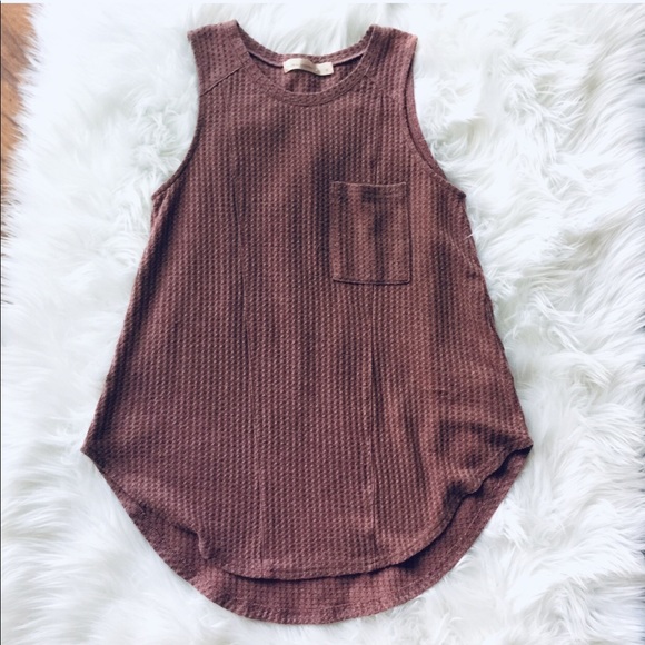 Tops - ☀️Floral + Femme waffle knit from pocket tank top
